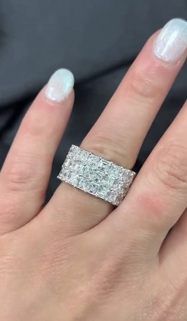 14cts Three Row Asscher Cut Diamond Band