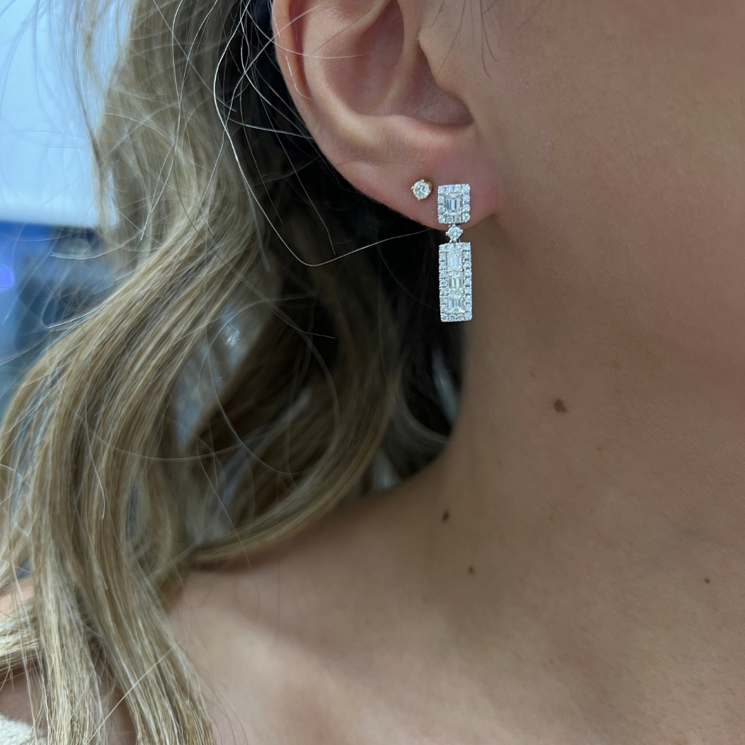 Diamond Bar Drop Earrings