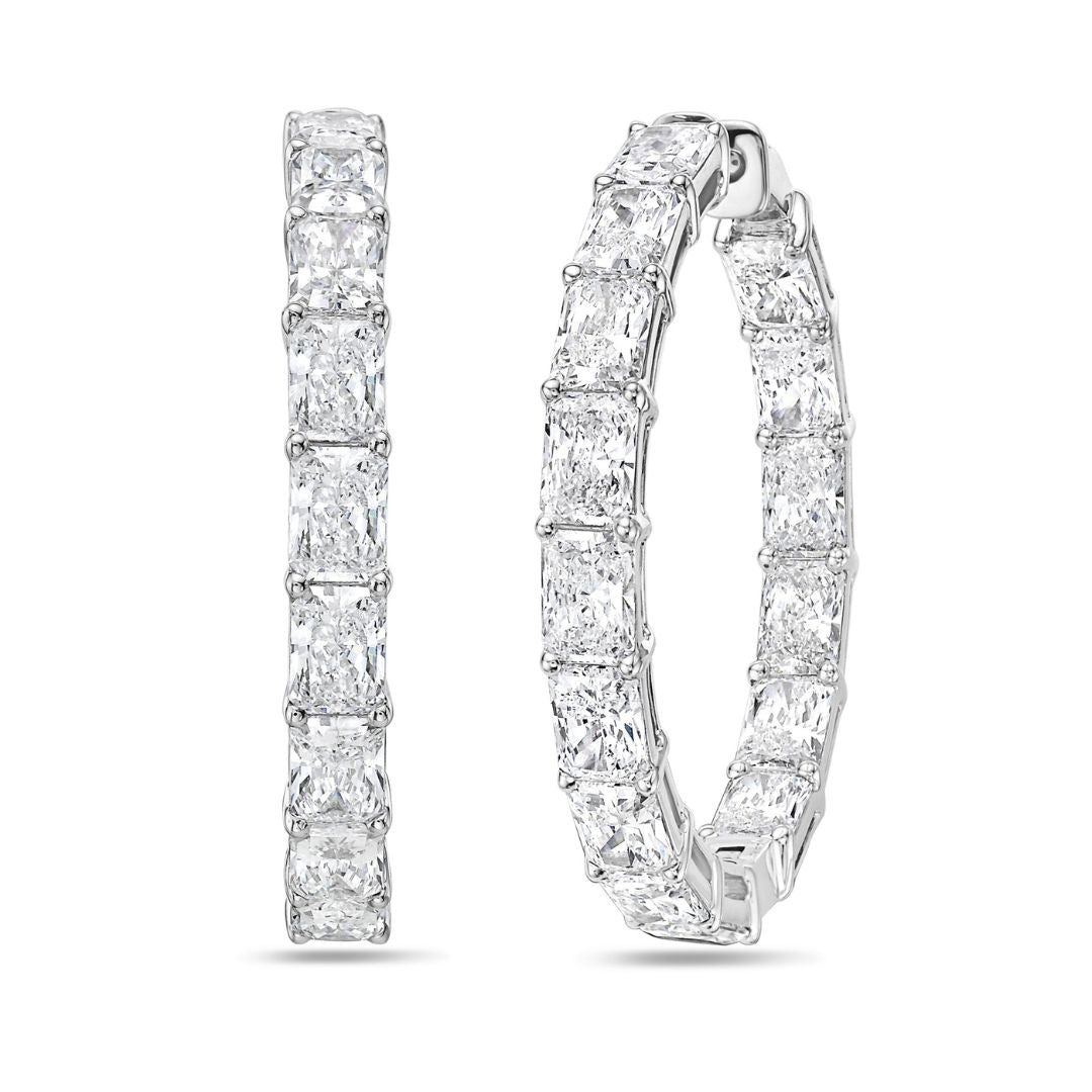 Lab Grown Radiant Cut In & Out Diamond Hoop Earrings