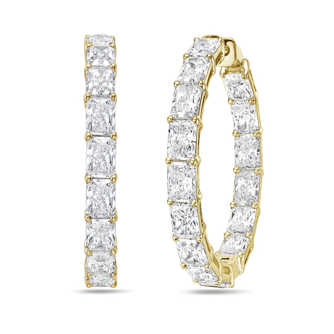 Lab Grown Radiant Cut In & Out Diamond Hoop Earrings