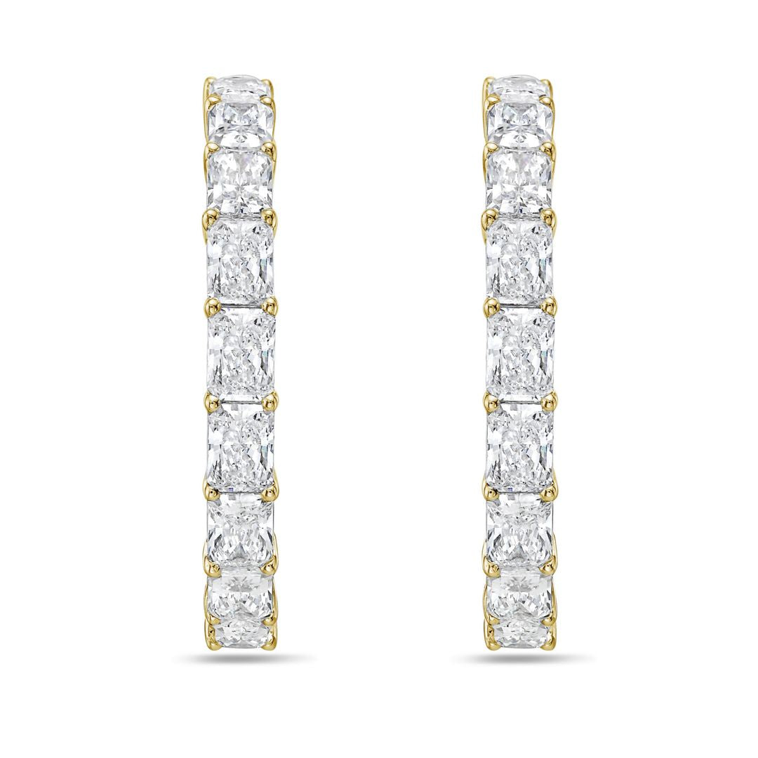 Lab Grown Radiant Cut In & Out Diamond Hoop Earrings