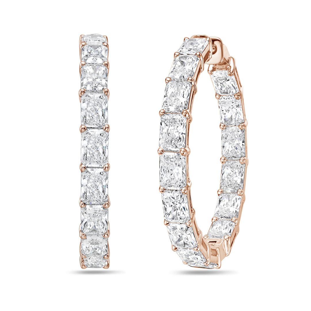 Lab Grown Radiant Cut In & Out Diamond Hoop Earrings