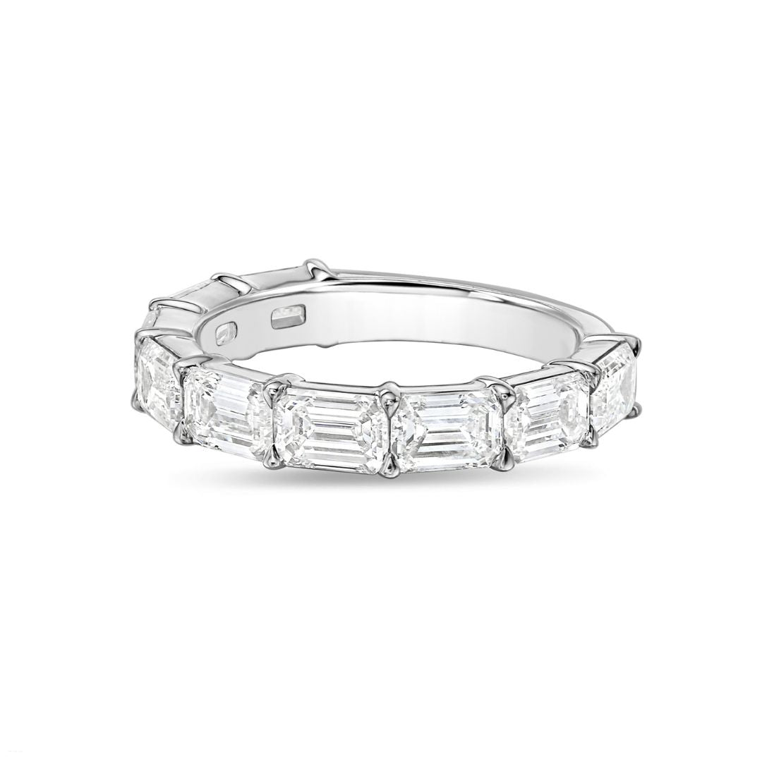 Lab Grown Emerald East West Half Eternity Band