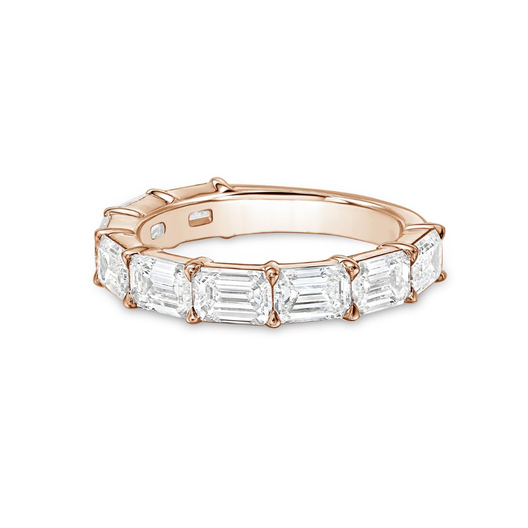 Lab Grown Emerald East West Half Eternity Band