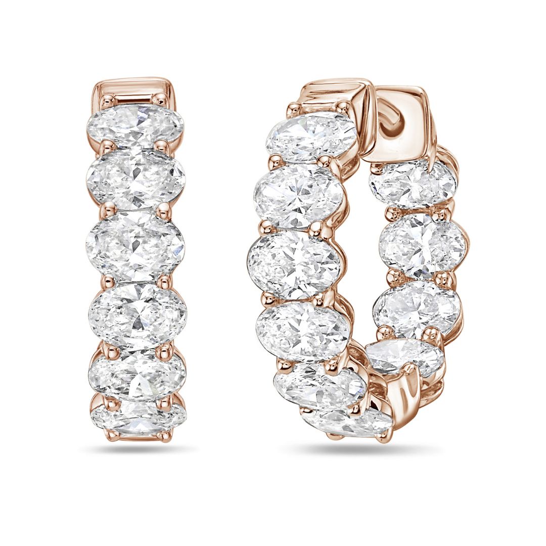 Lab Grown Oval Diamond Huggie Earrings