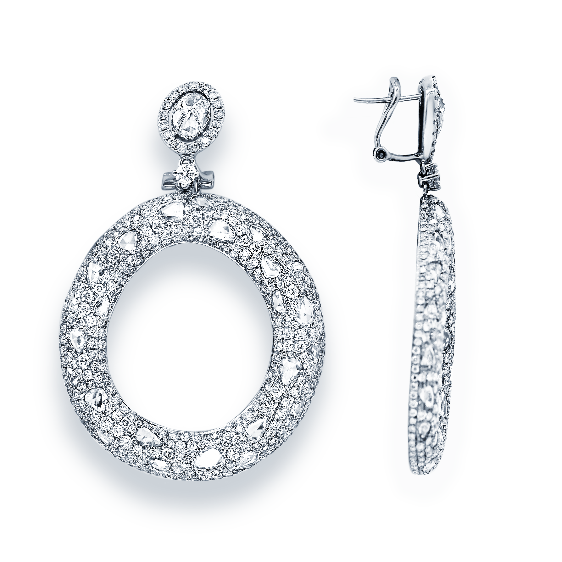 Diamond Rose Cut Bagel Drop Earrings