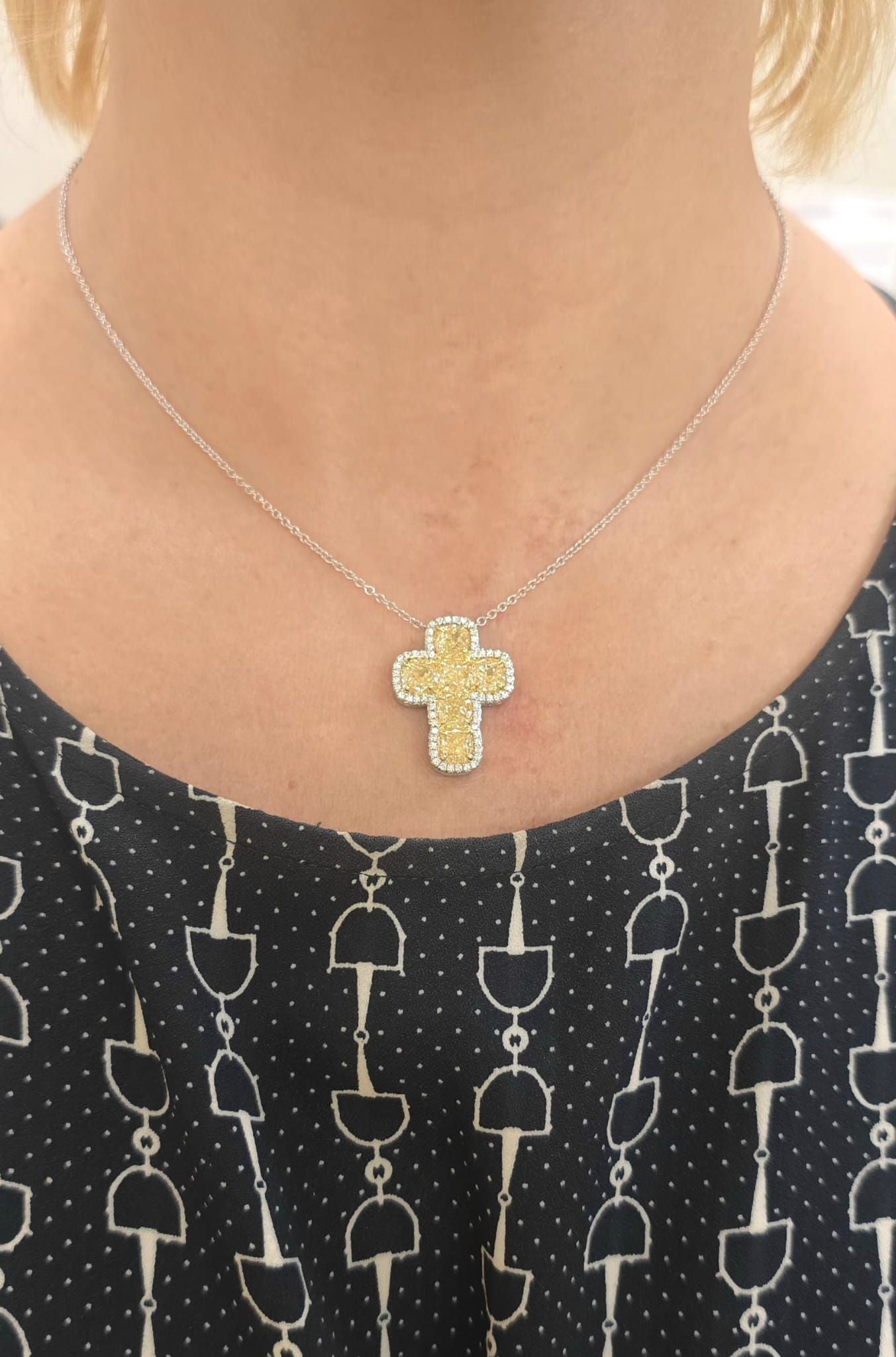 Fancy Yellow Diamond Cross Pendant