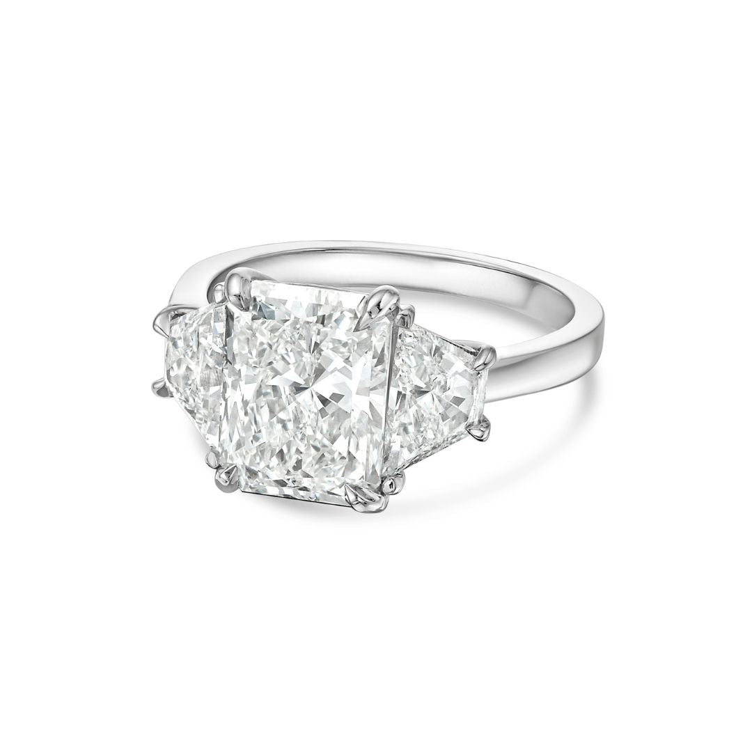 Three Stone Radiant Diamond Engagement Ring