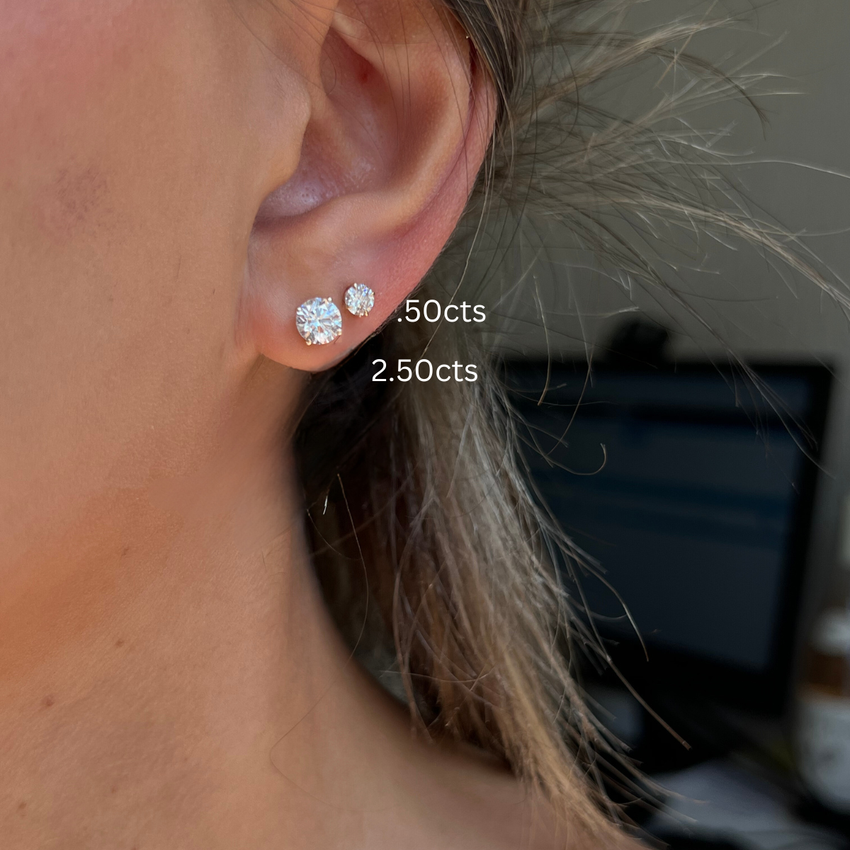 4 Prong Diamond Stud Earrings