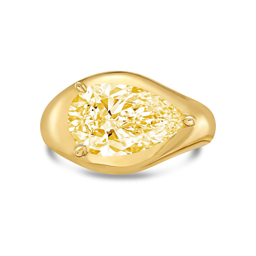 Lab-Grown East-West Yellow Diamond Dome Ring, 14k Gold