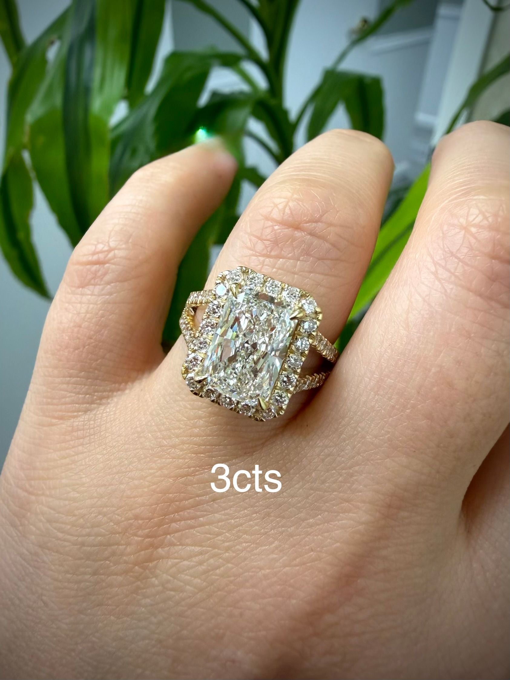 Lab Grown Radiant Halo Diamond Engagement Ring