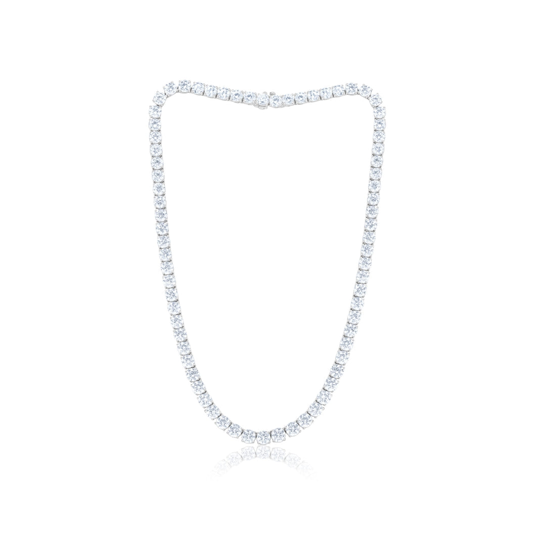 41 carat diamond tennis necklace in 18k white gold with a four-prong setting