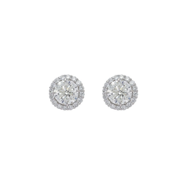 Lab-Grown Round Diamond Halo Earrings