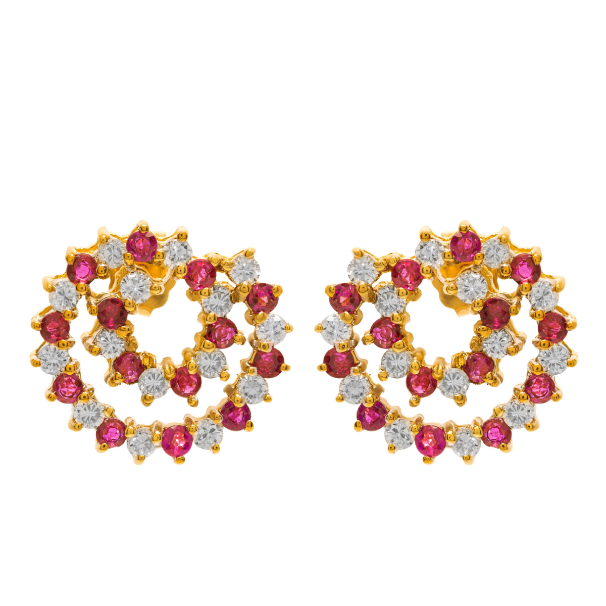 Ruby and Diamond Spiral Earrings