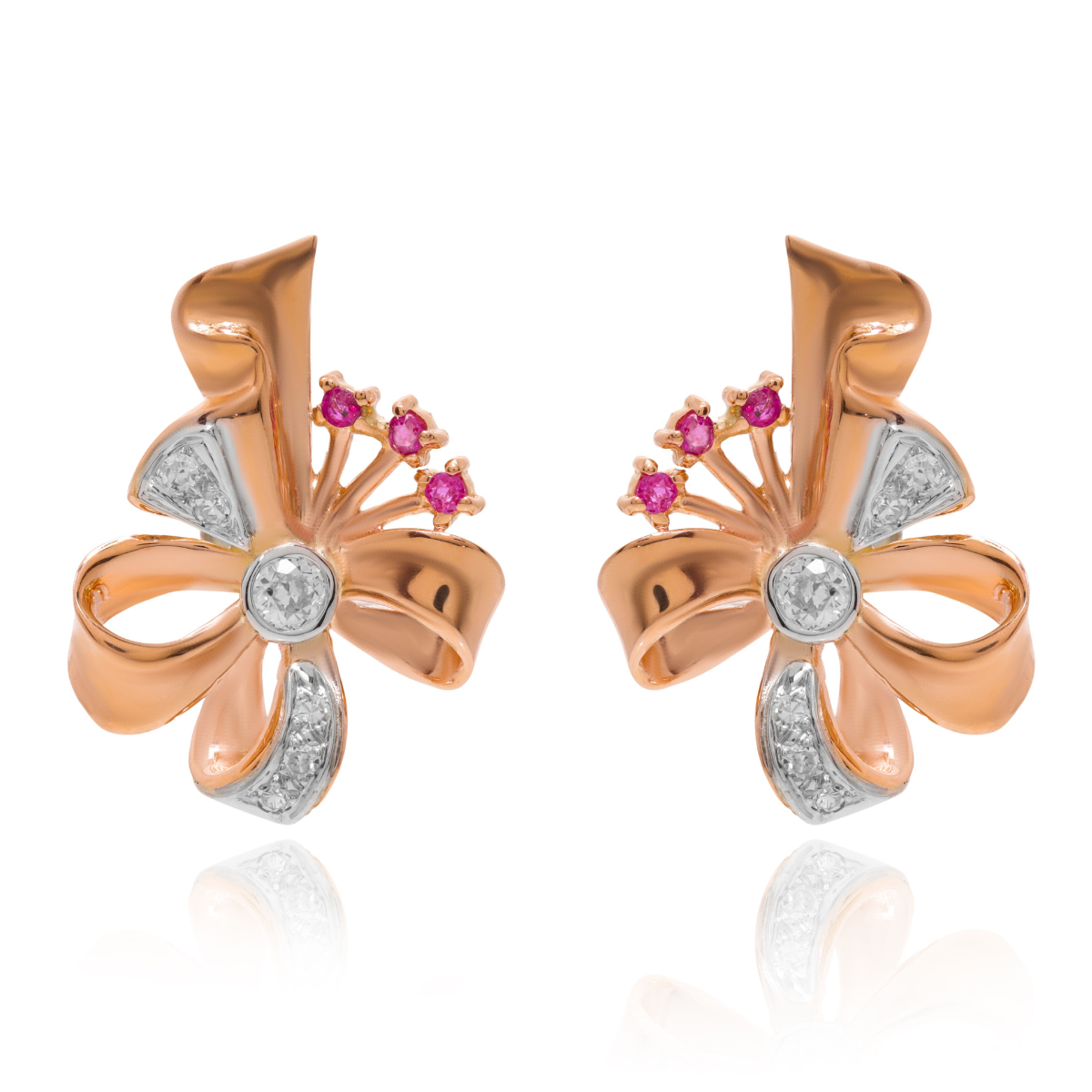 Ruby Diamond Bow Stud Earring
