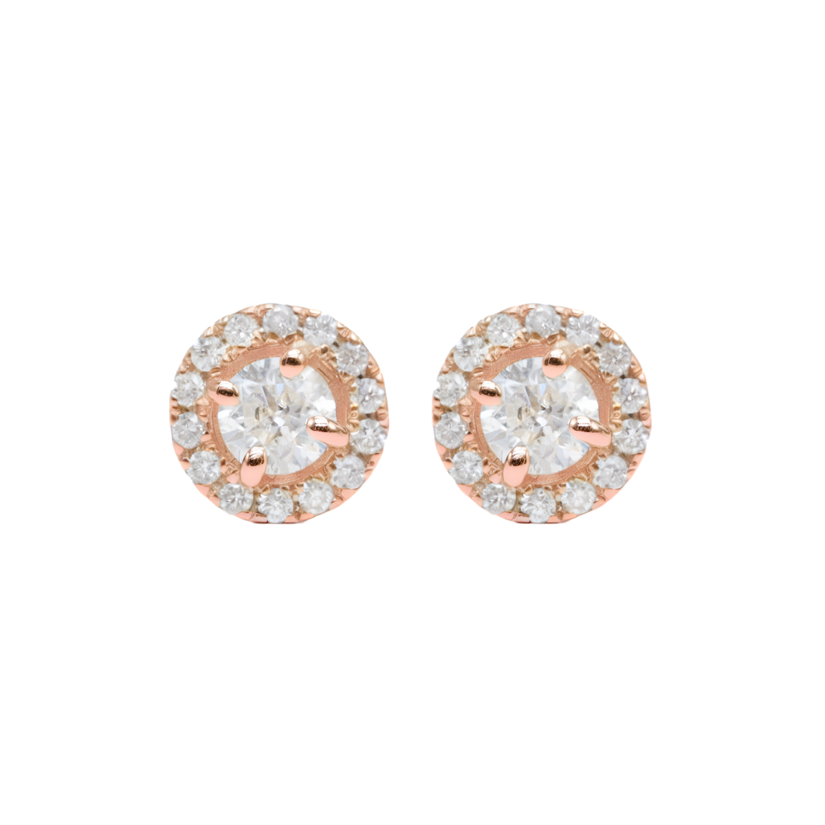Classic Gold Diamond Halo Studs Earrings