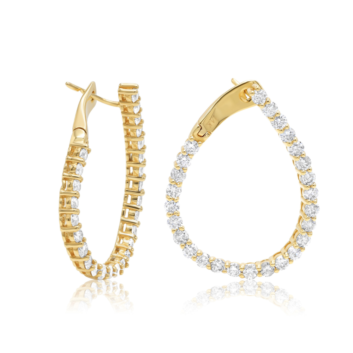 14k gold diamond hoop earrings