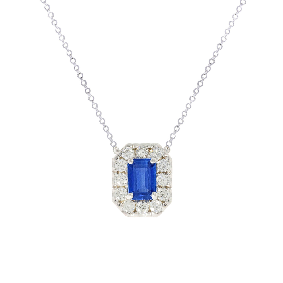 Sapphire Diamond Halo Pendant