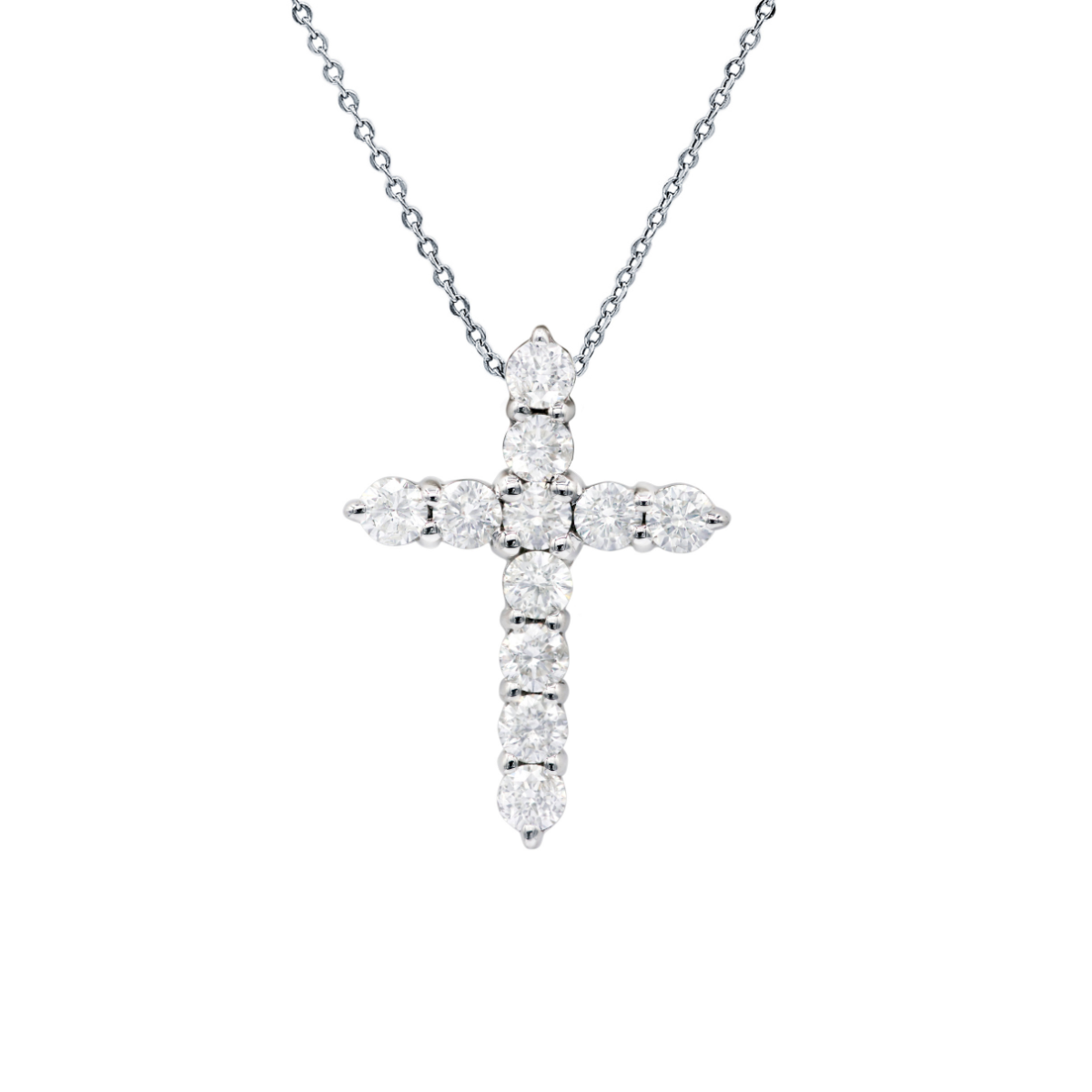 Shared Prong Diamond Cross