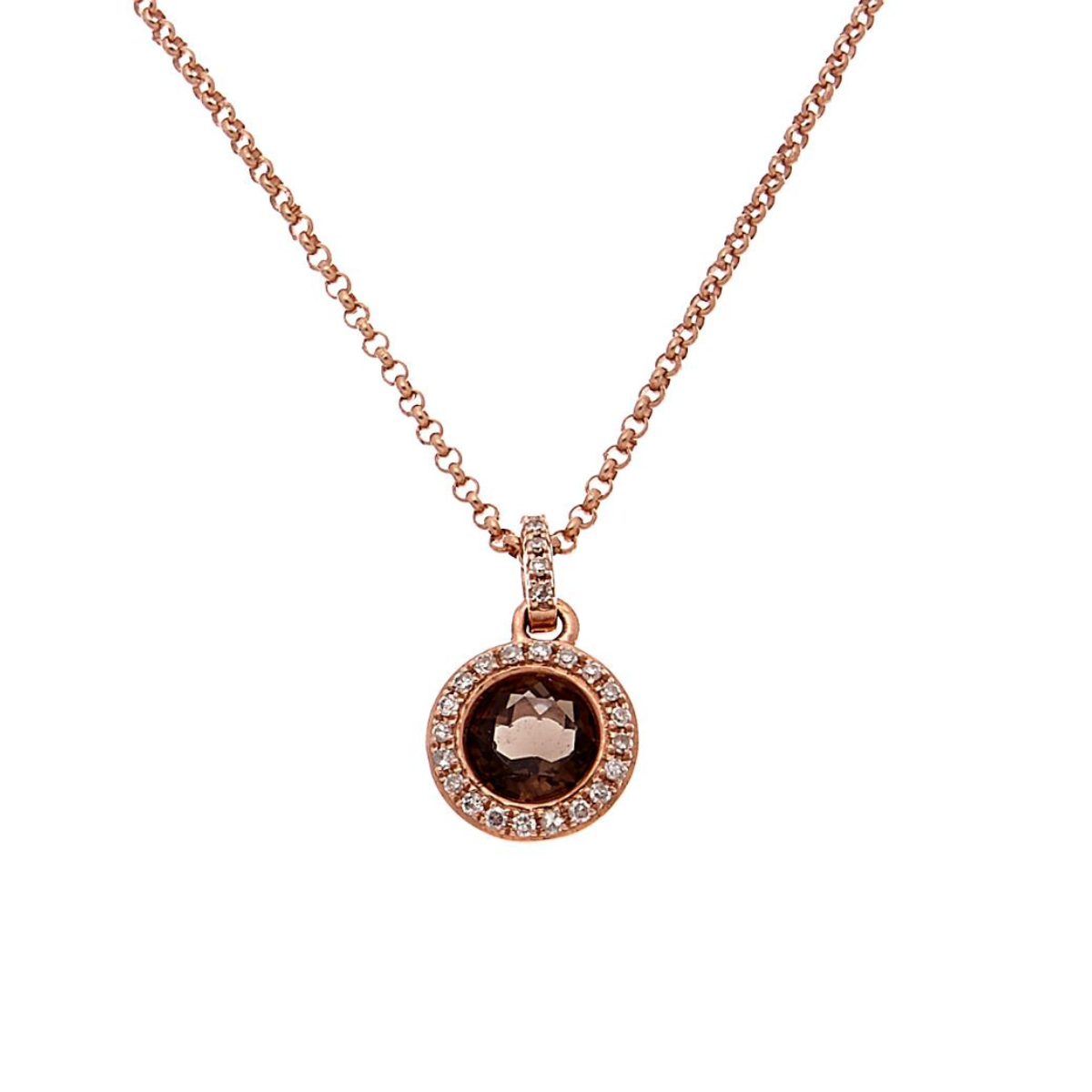 Smokey Topaz Halo Pendant