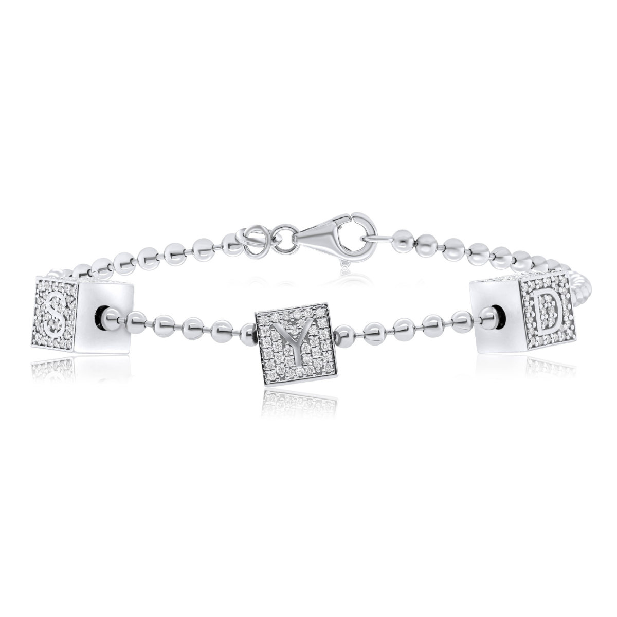 diamond initial bracelet white gold