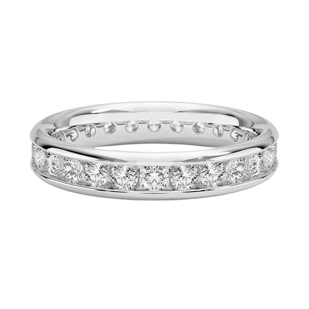 channel set diamond band white gold