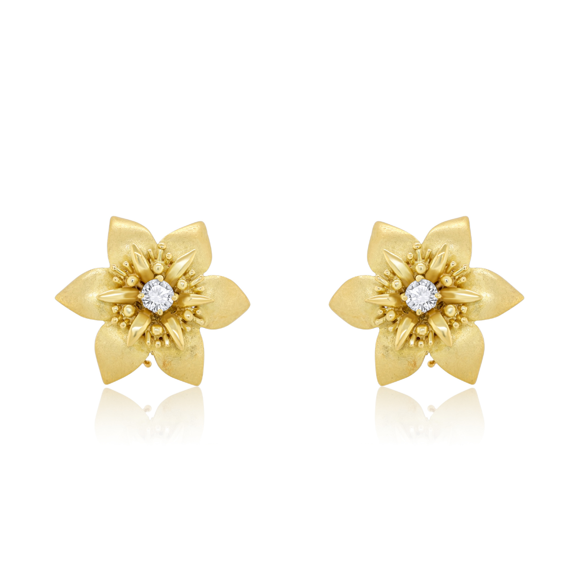 diamond flower drop earrings