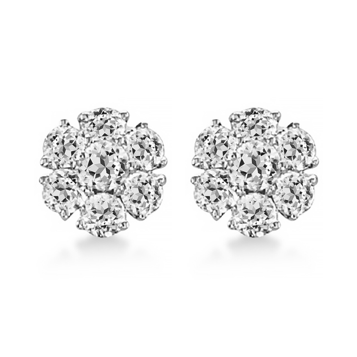 diamond cluster earrings yellow gold