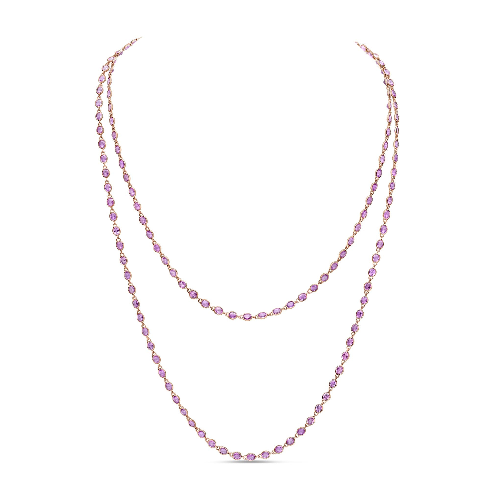 Oval Pink Sapphire Necklace