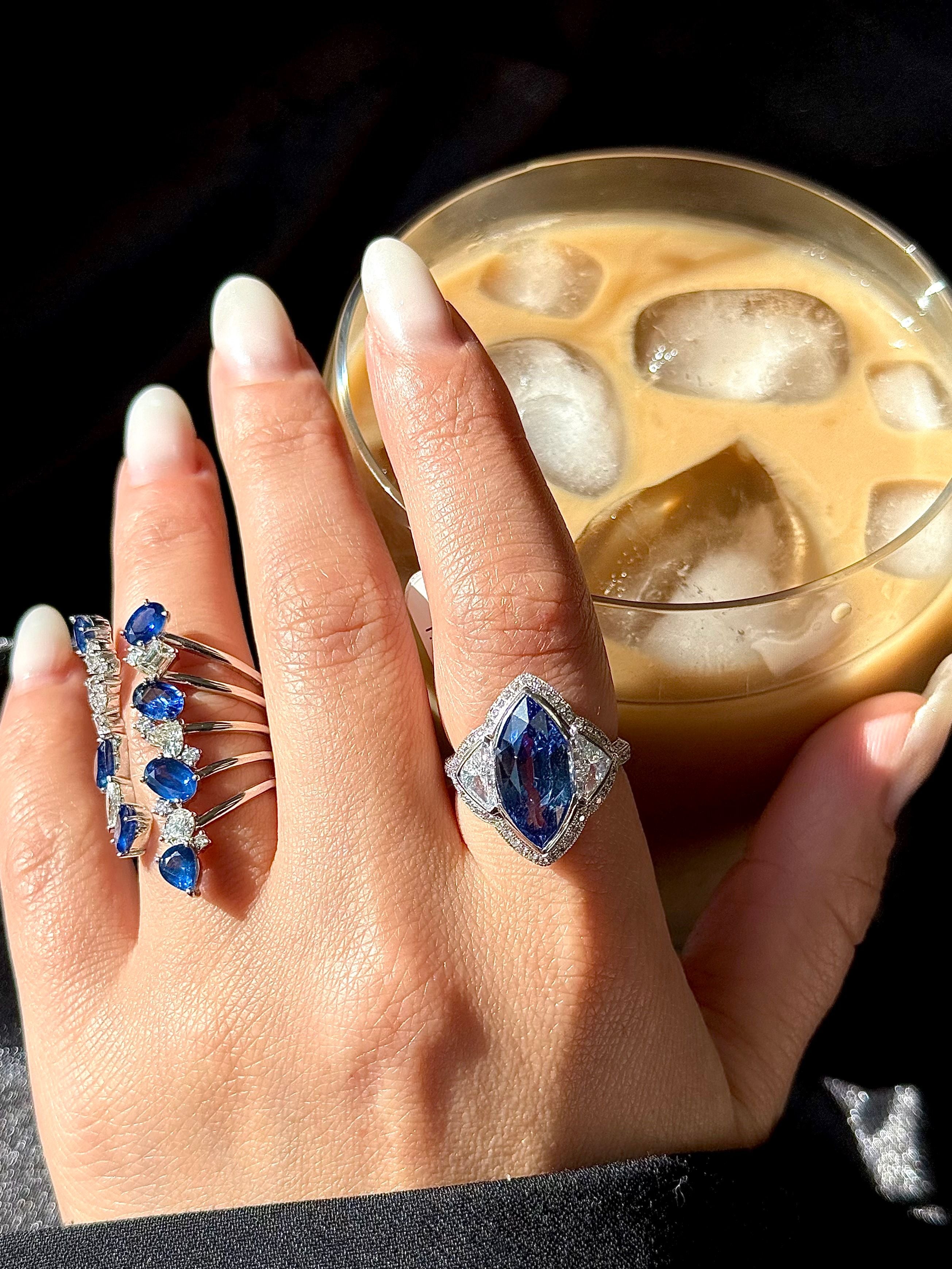 Sapphire Marquise Three Stone Ring
