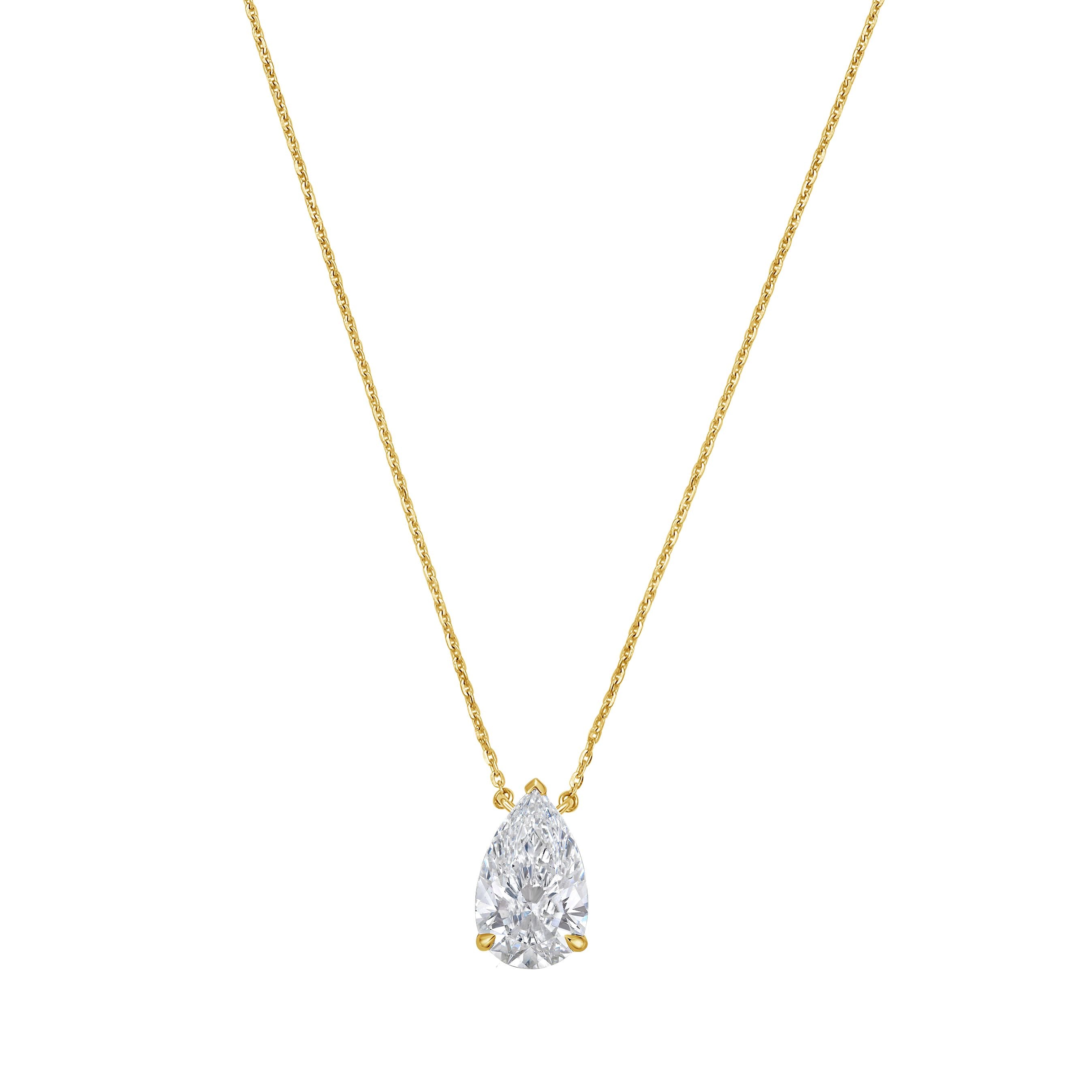 Lab Grown North South Pear Diamond Pendant