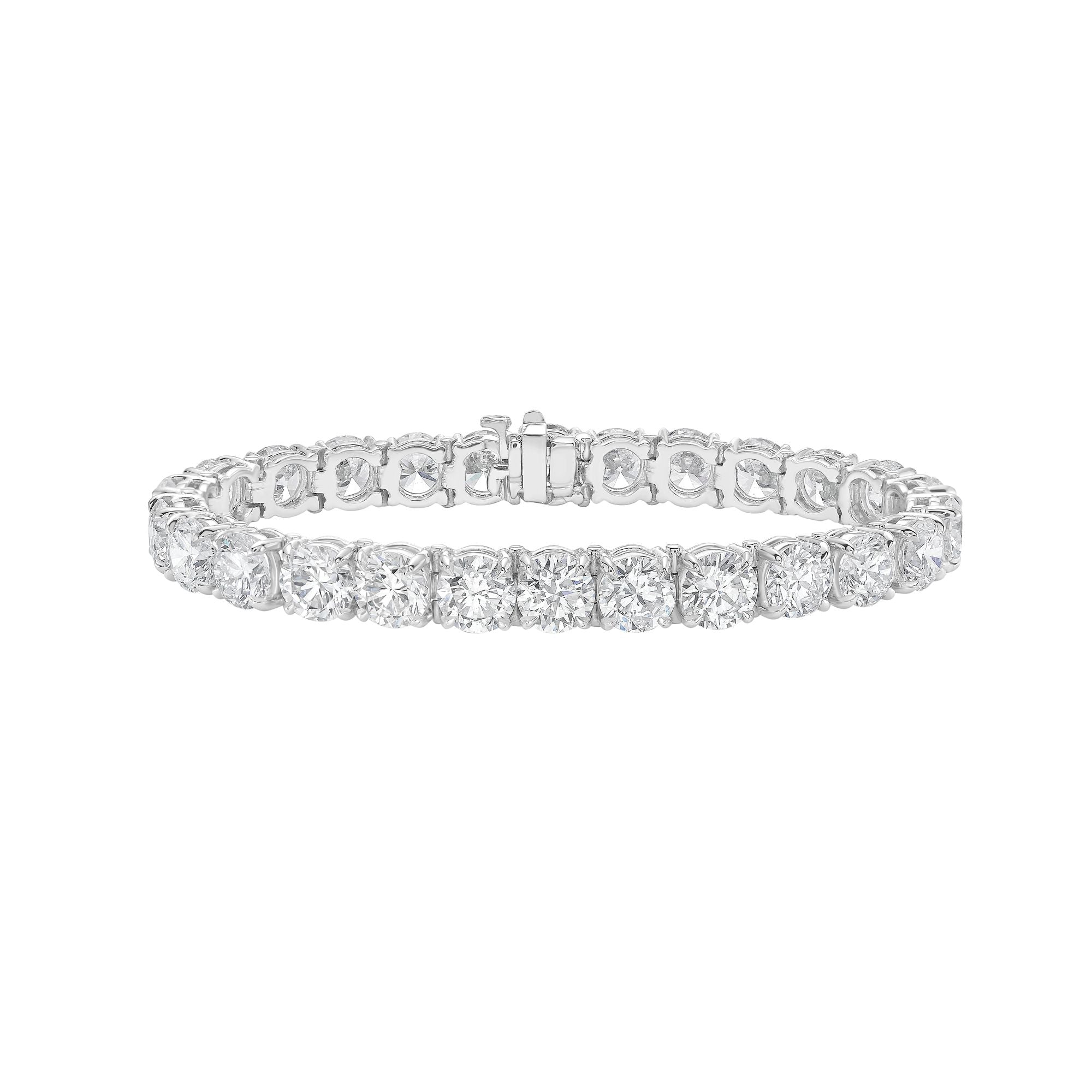 Lab Grown 28.35 Carat Diamond Round Tennis Bracelet