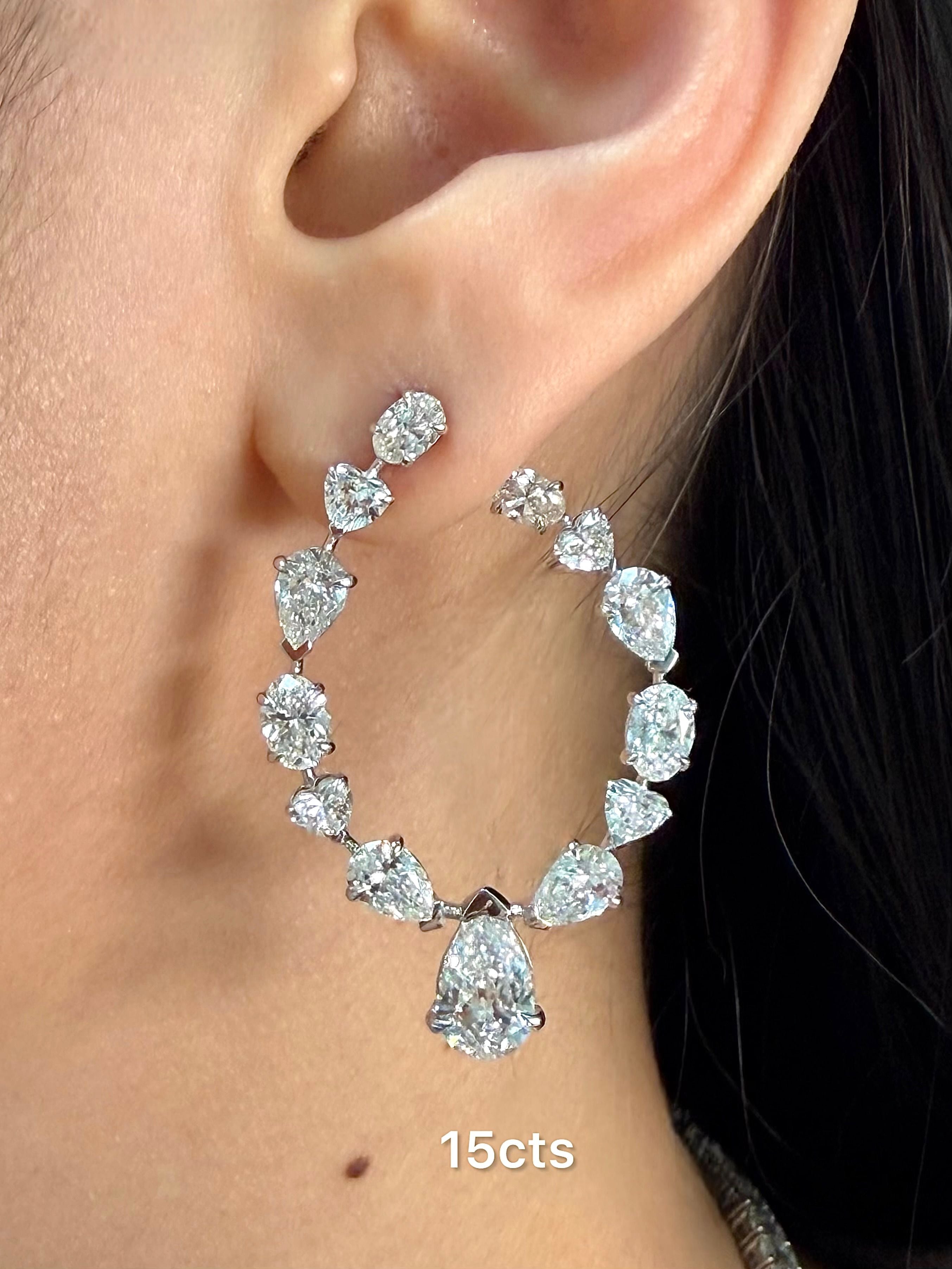 Lab Grown Multi-Cut Diamond Hoop Earrings