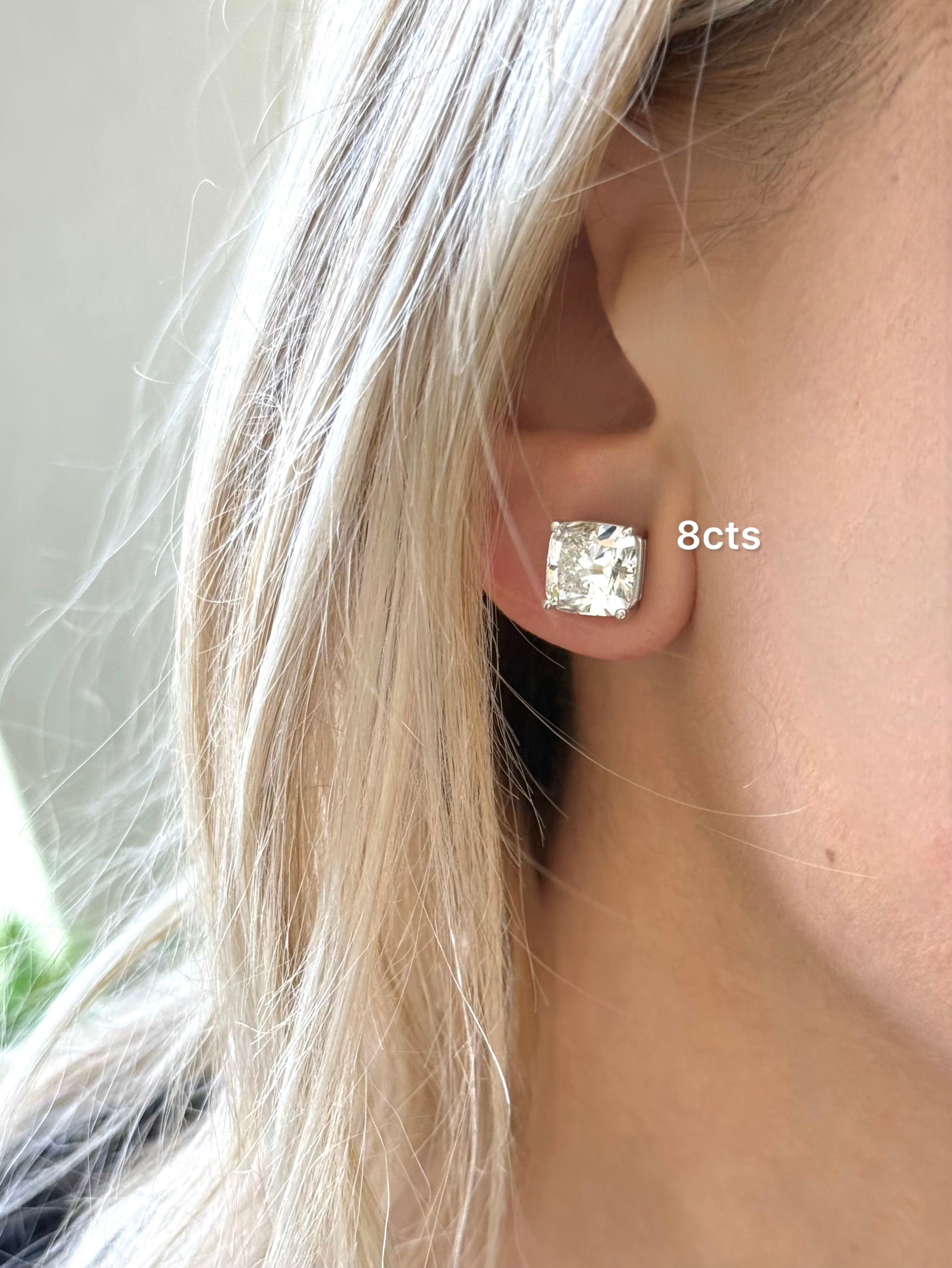 Lab Grown Square Cushion Studs