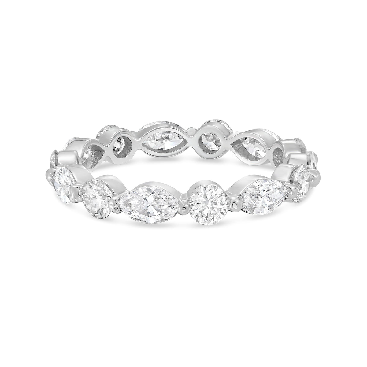 Lab-Grown Alternating Marquise and Round Diamond Band, 14K Gold