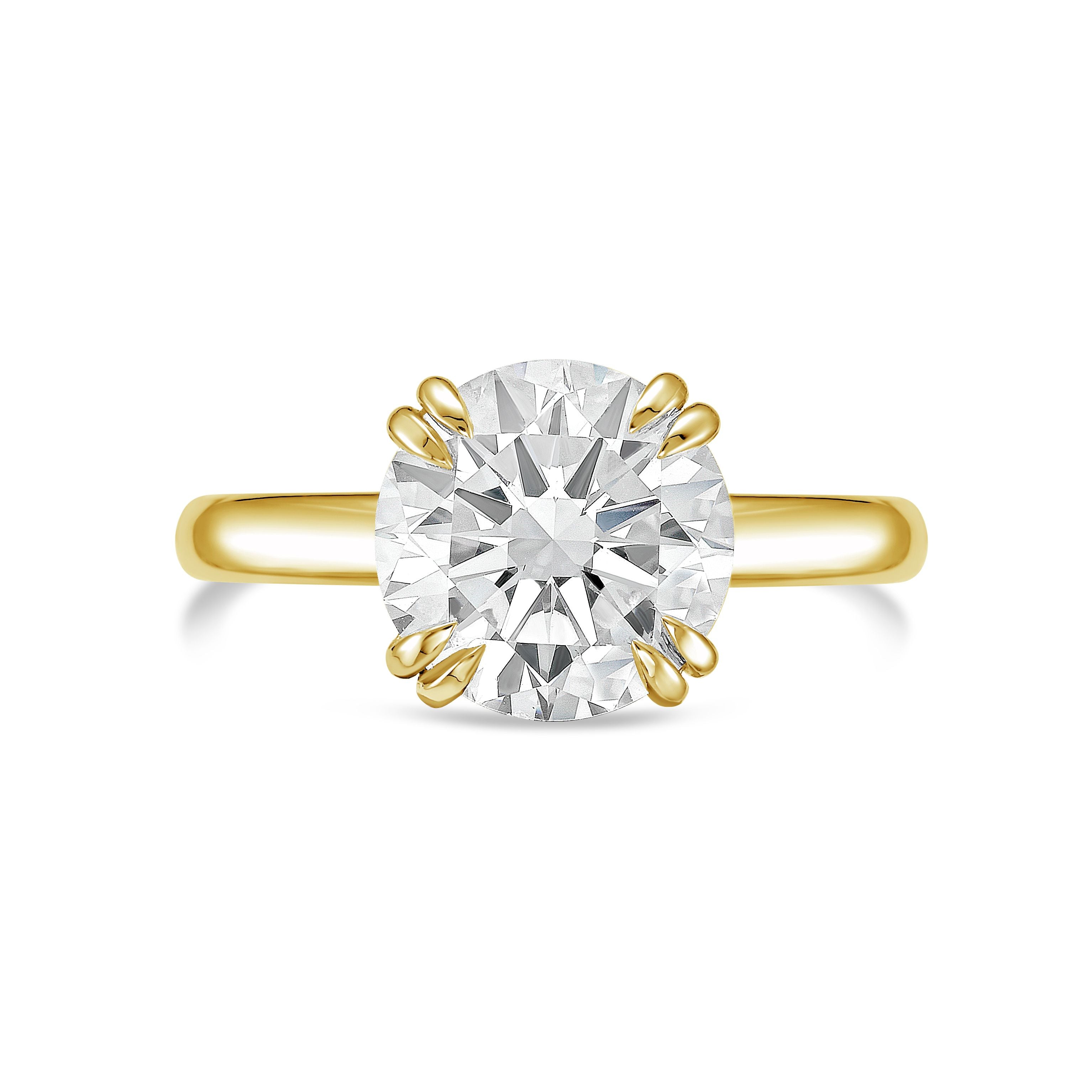 Lab Grown Round Solitaire Split Claw Engagement Ring