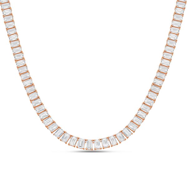 Lab Grown Emerald Cut Tennis Necklace