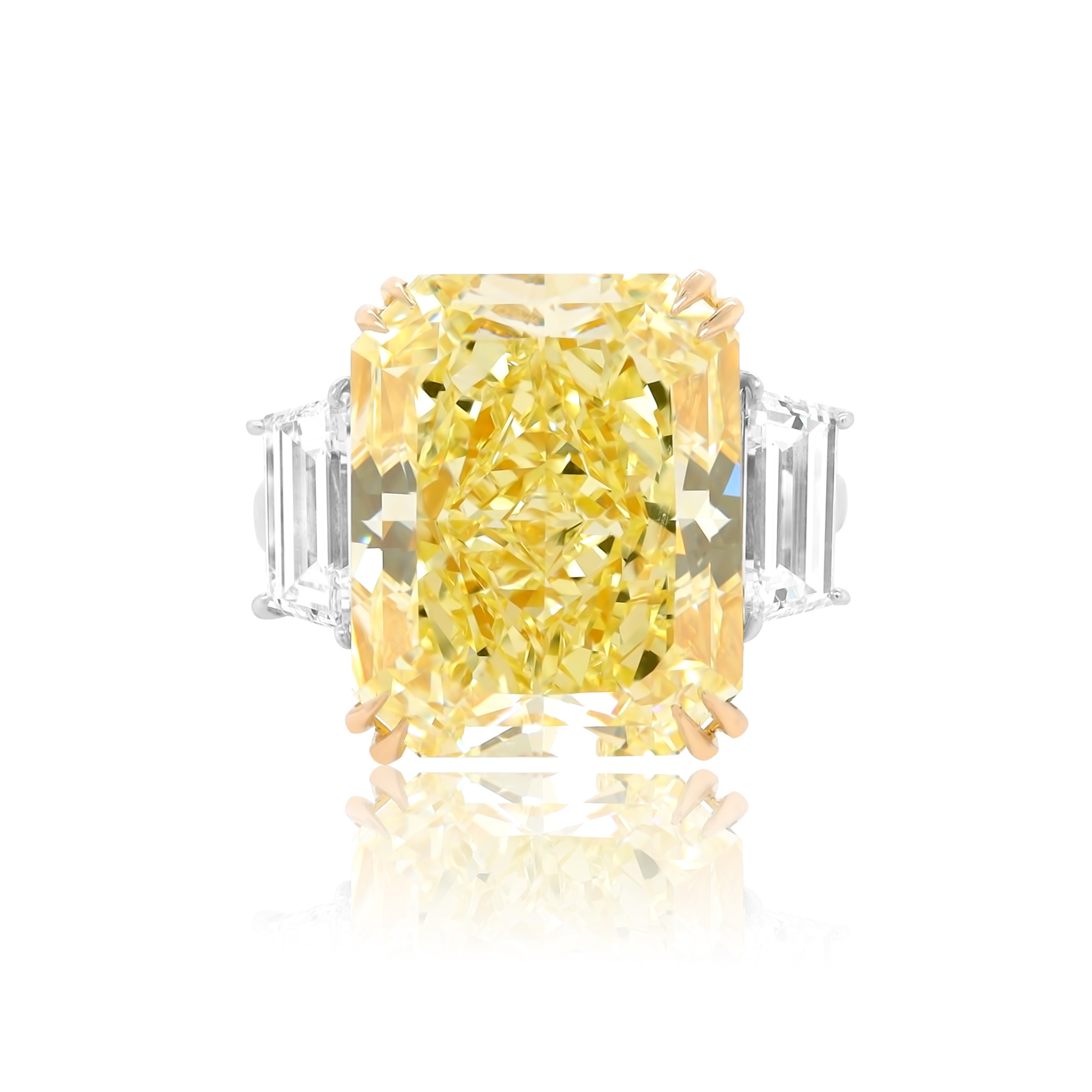 Yellow Radiant Cut With Trapezoid Cut Side Diamond Ring