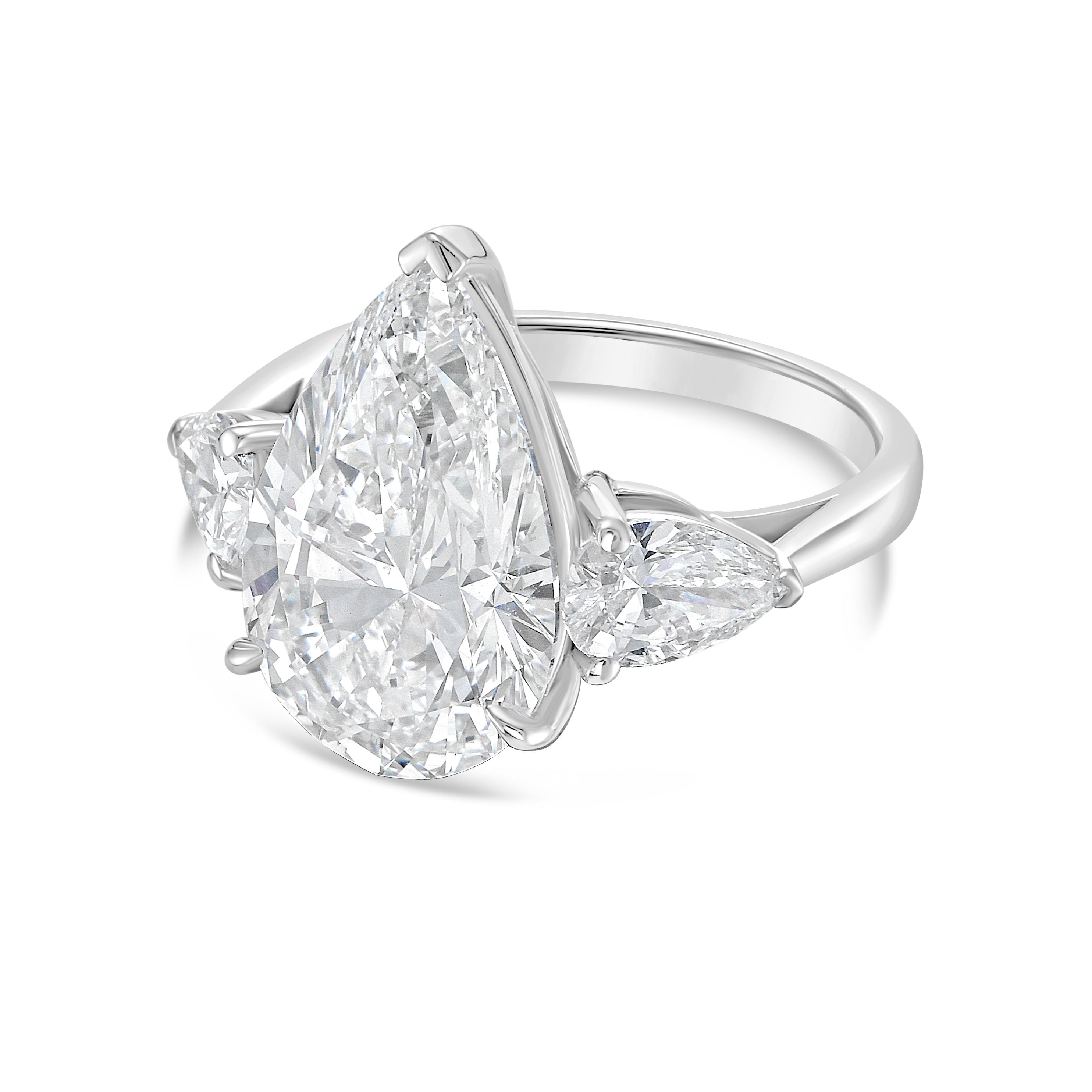 Lab Grown Triple Pear Cut Diamond Engagement Ring