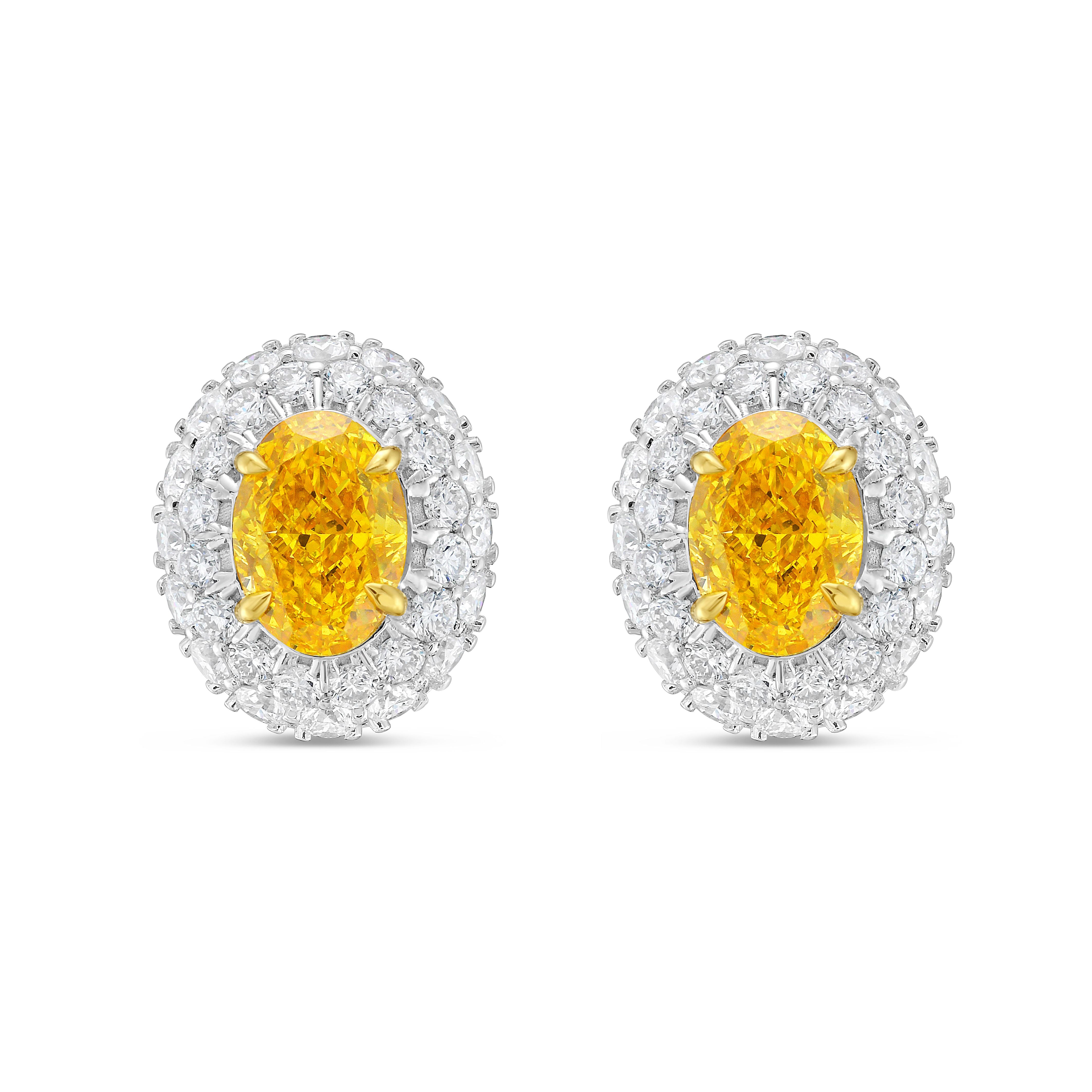 Lab Grown Oval Halo Studs