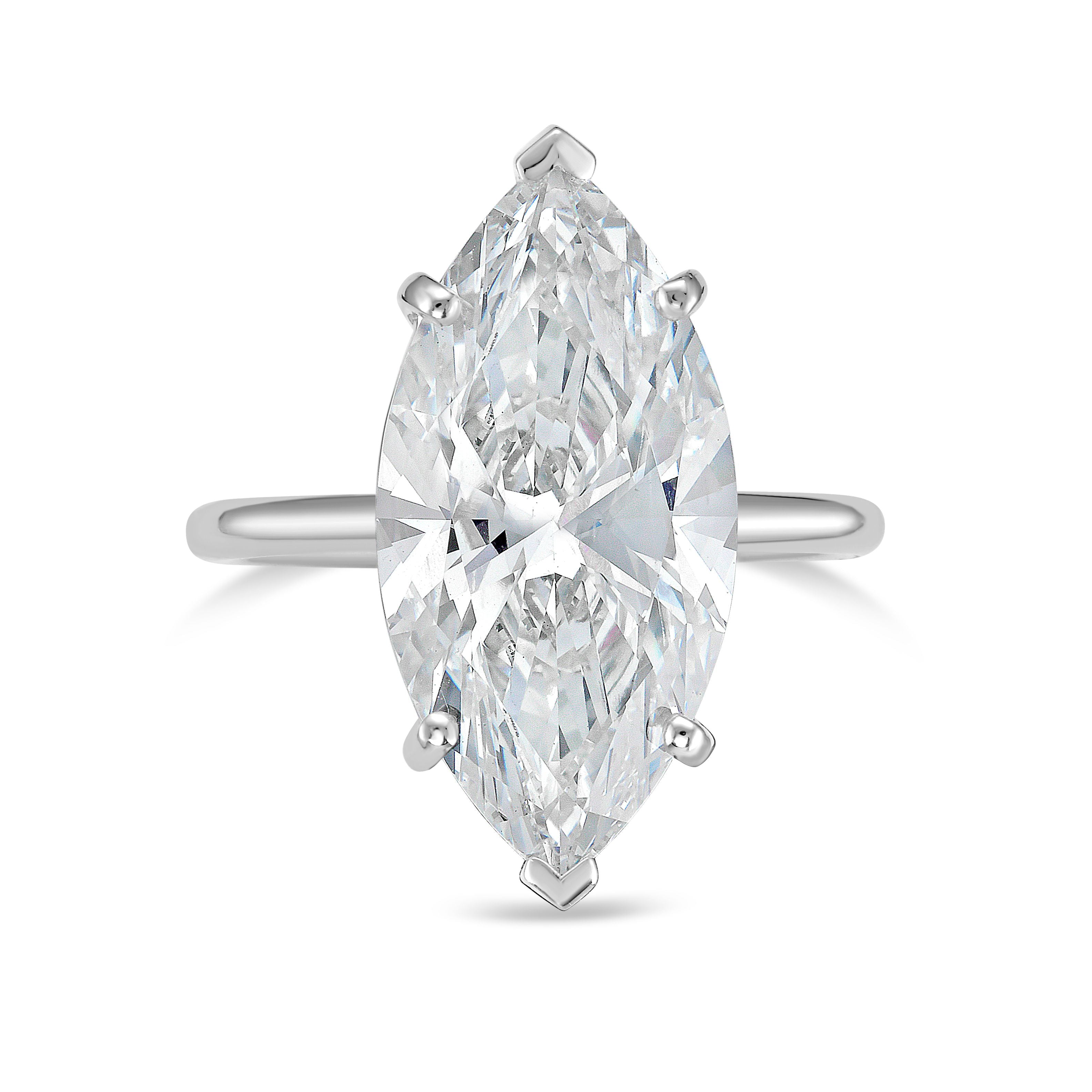 Lab Grown Marquise Diamond Solitaire Engagement Ring