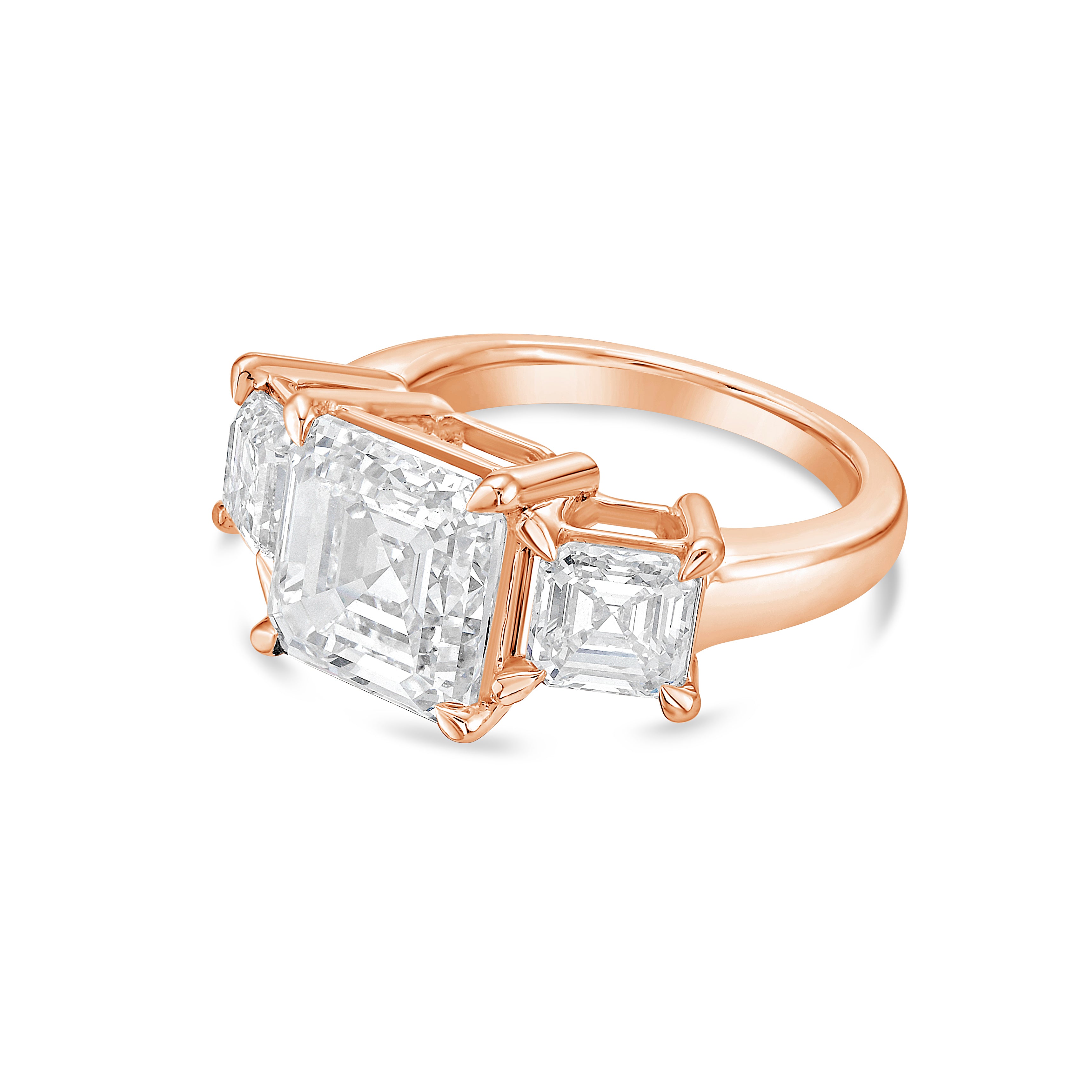 asscher cut 3 stone ring
