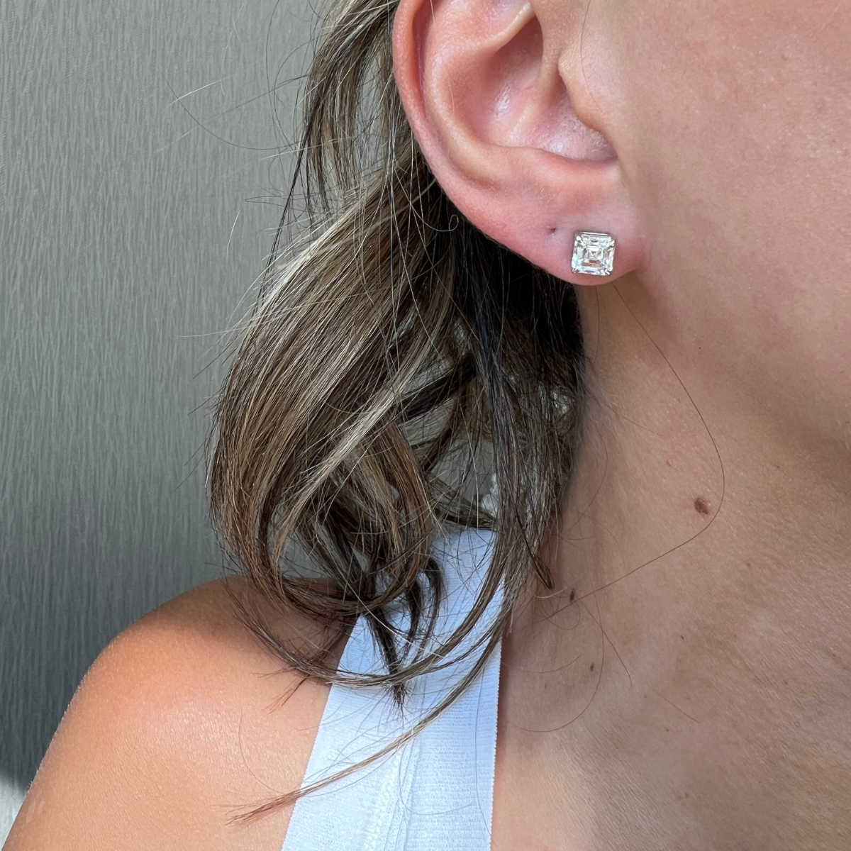 asscher cut diamond earrings