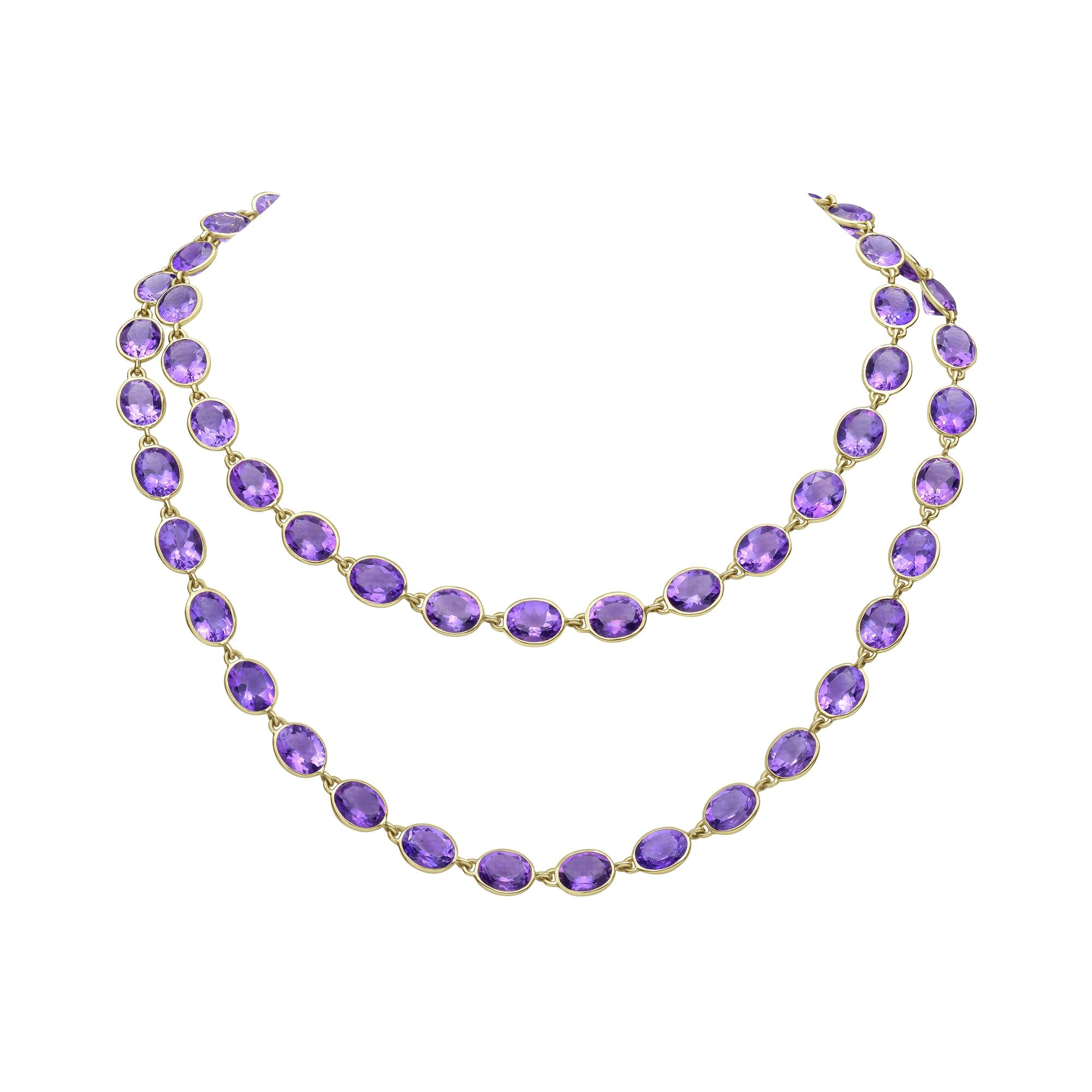 Bezel Set Oval Amethyst Necklace