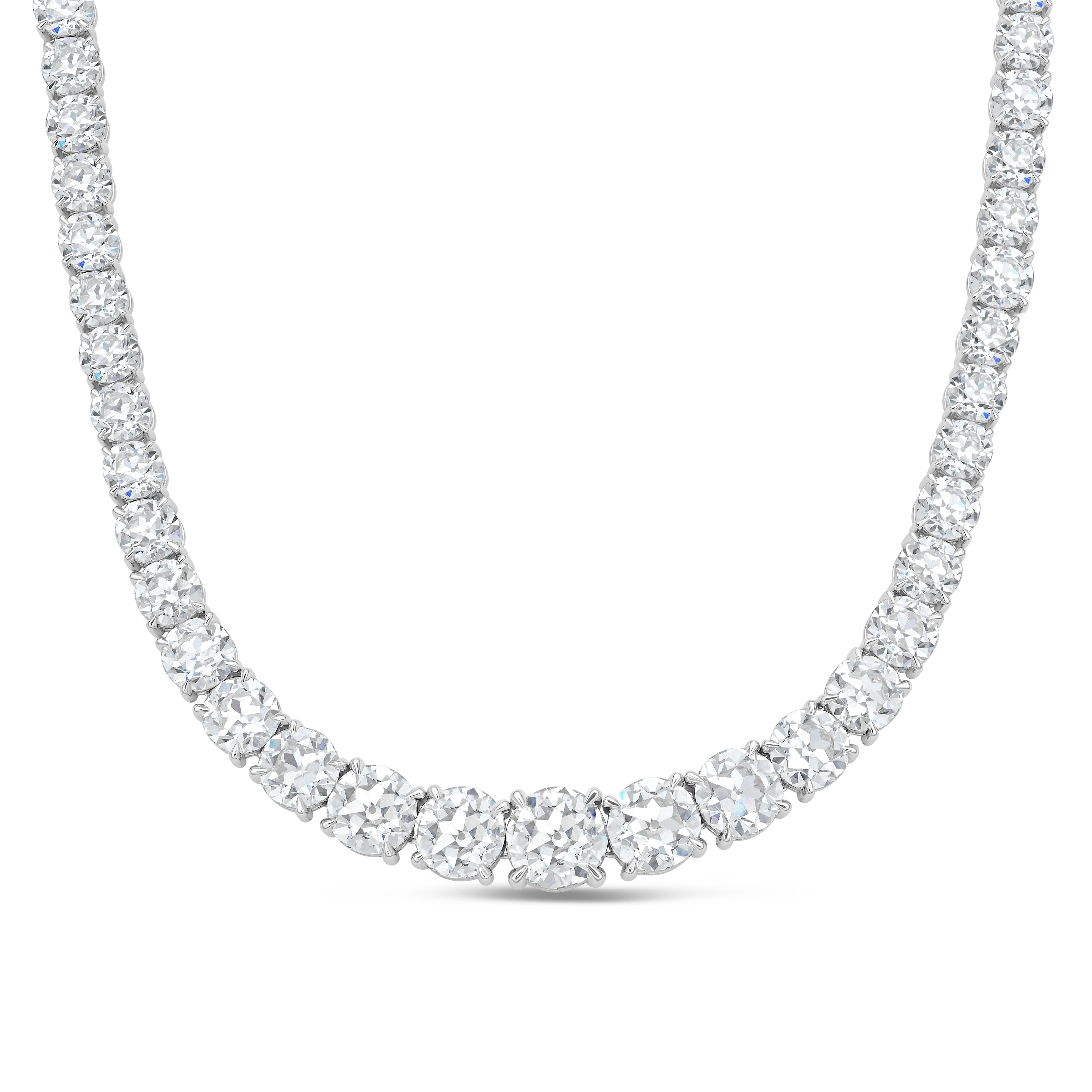 100 Cts Custom European Cut Natural Diamond Riviera Necklace