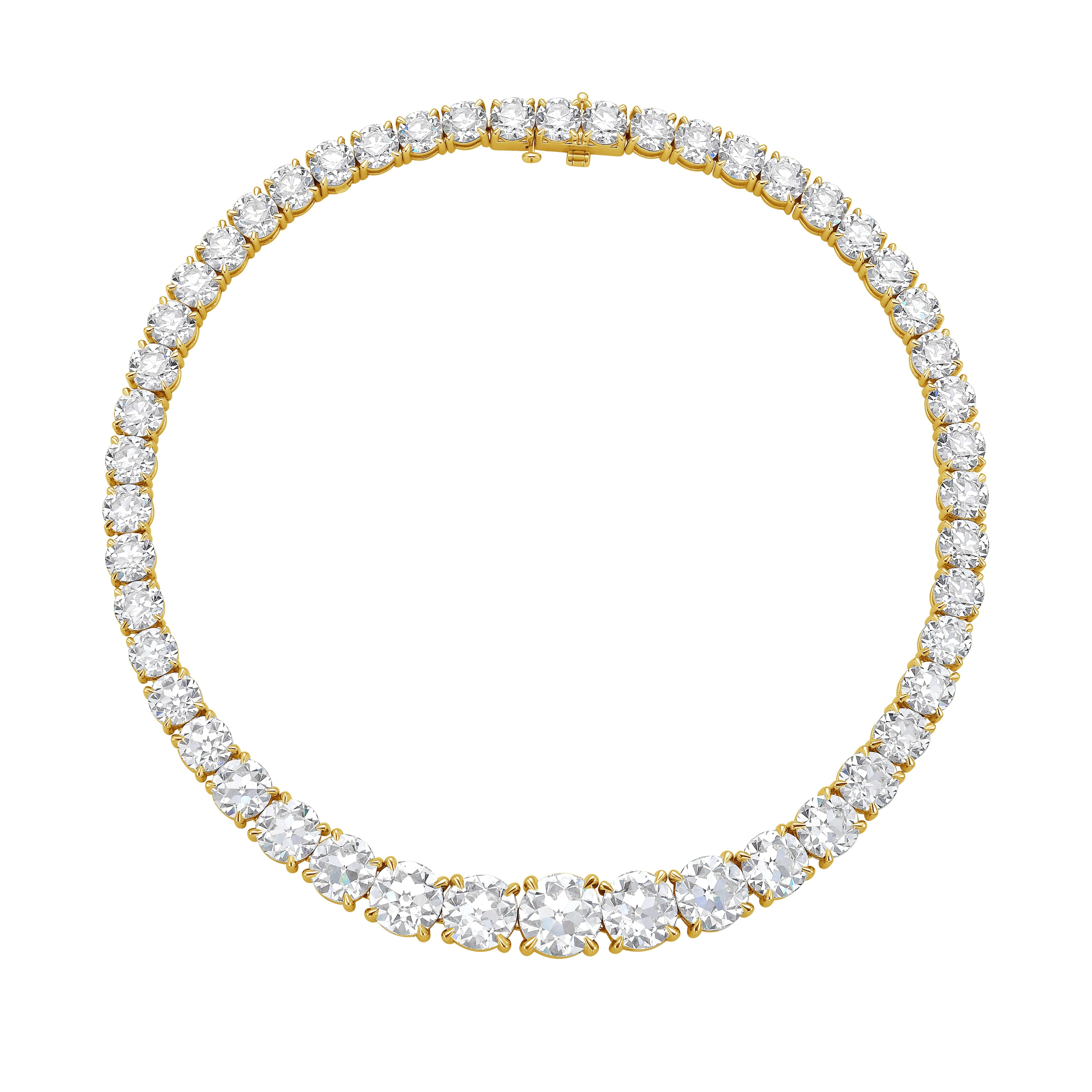 100 Cts Custom European Cut Natural Diamond Riviera Necklace