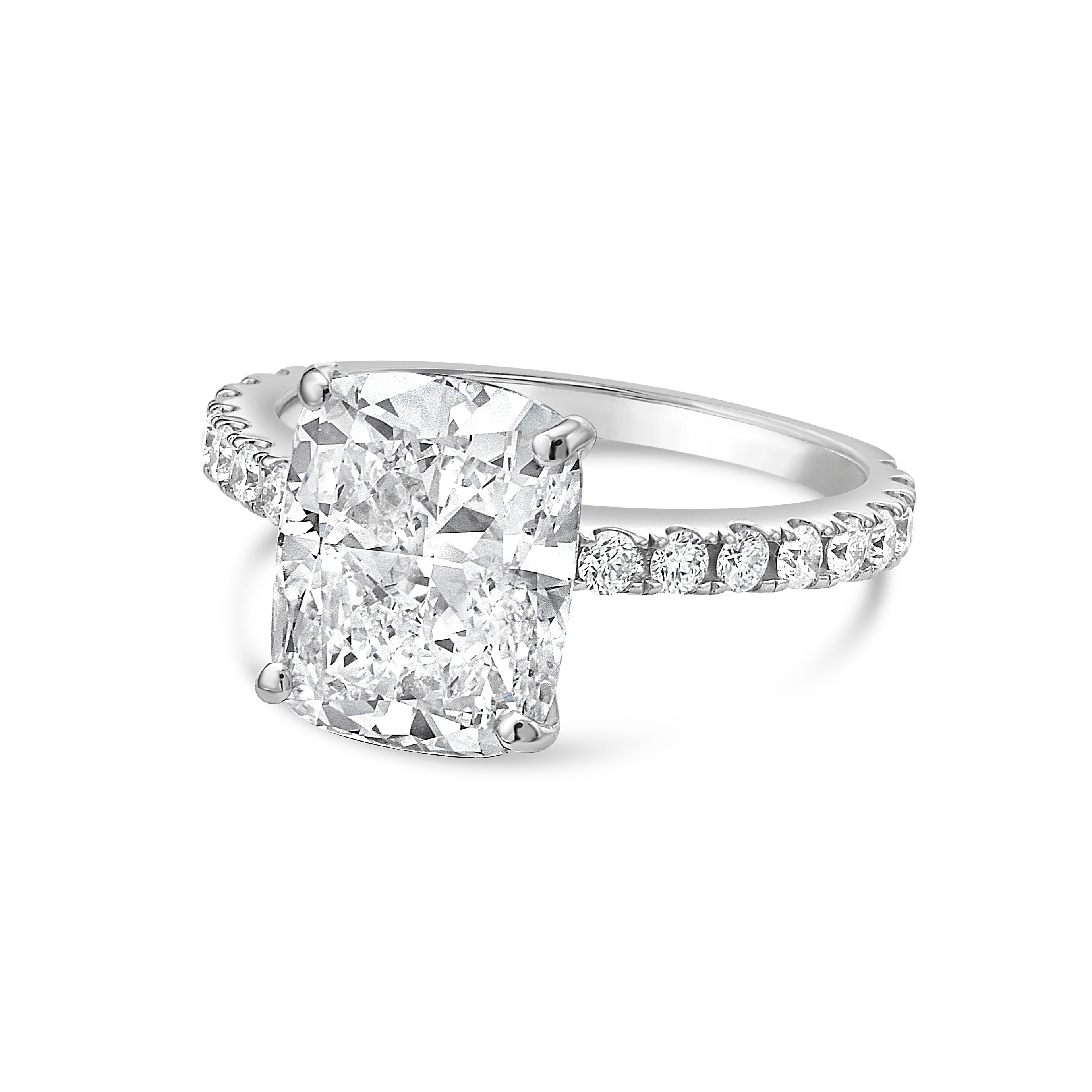 cushion cut pave engagement ring
