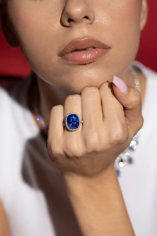 Sapphire Pave Diamond Ring