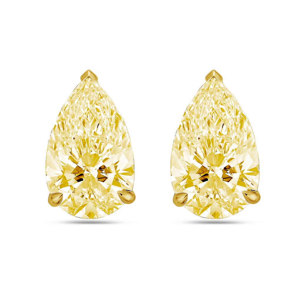 Lab-Grown Yellow Pear Diamond Stud Earrings, 14K Gold