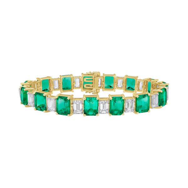 43Cts Lab Grown Emerald & Diamond Bracelet